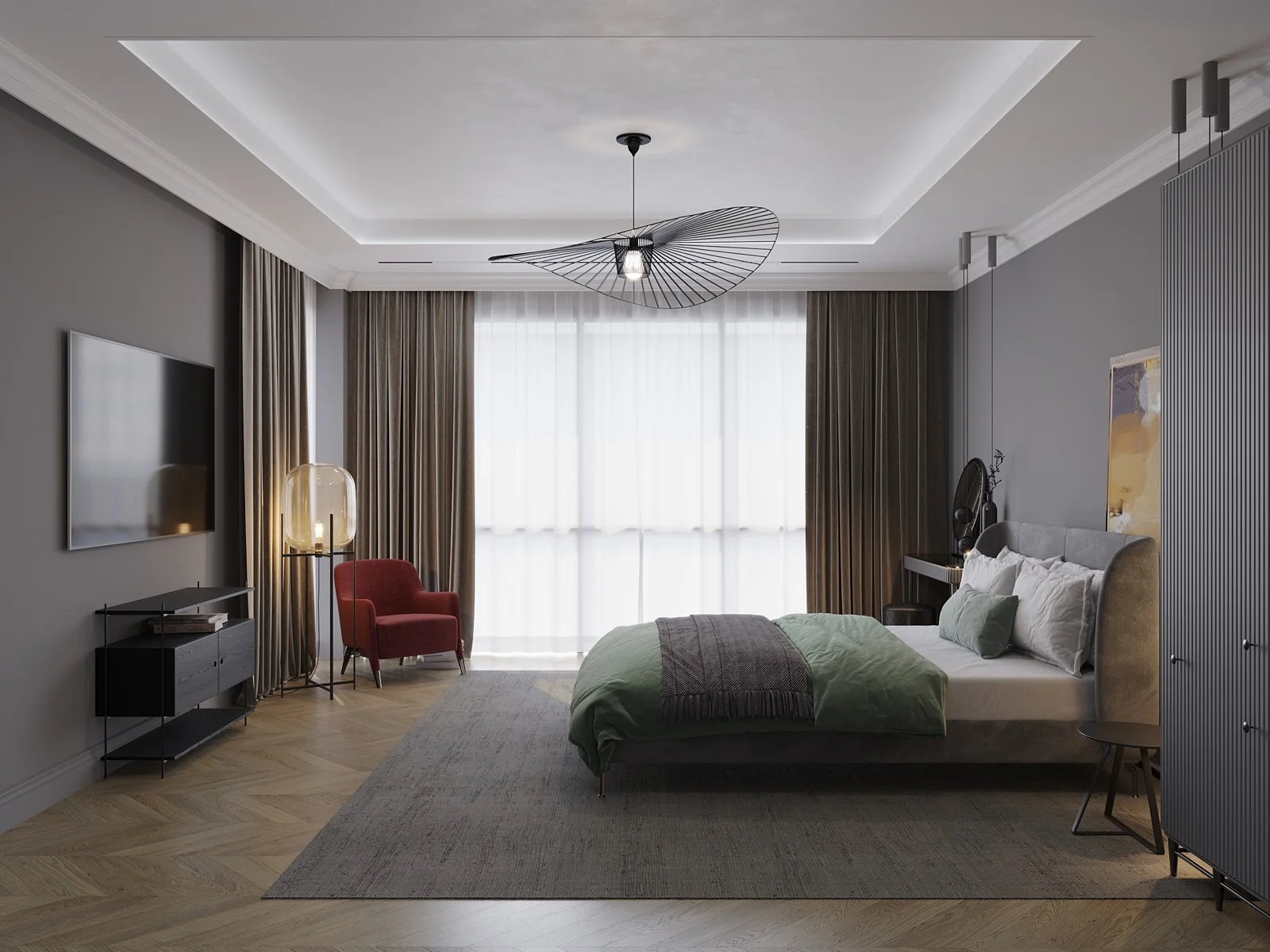 Bedroom with a panoramic window
