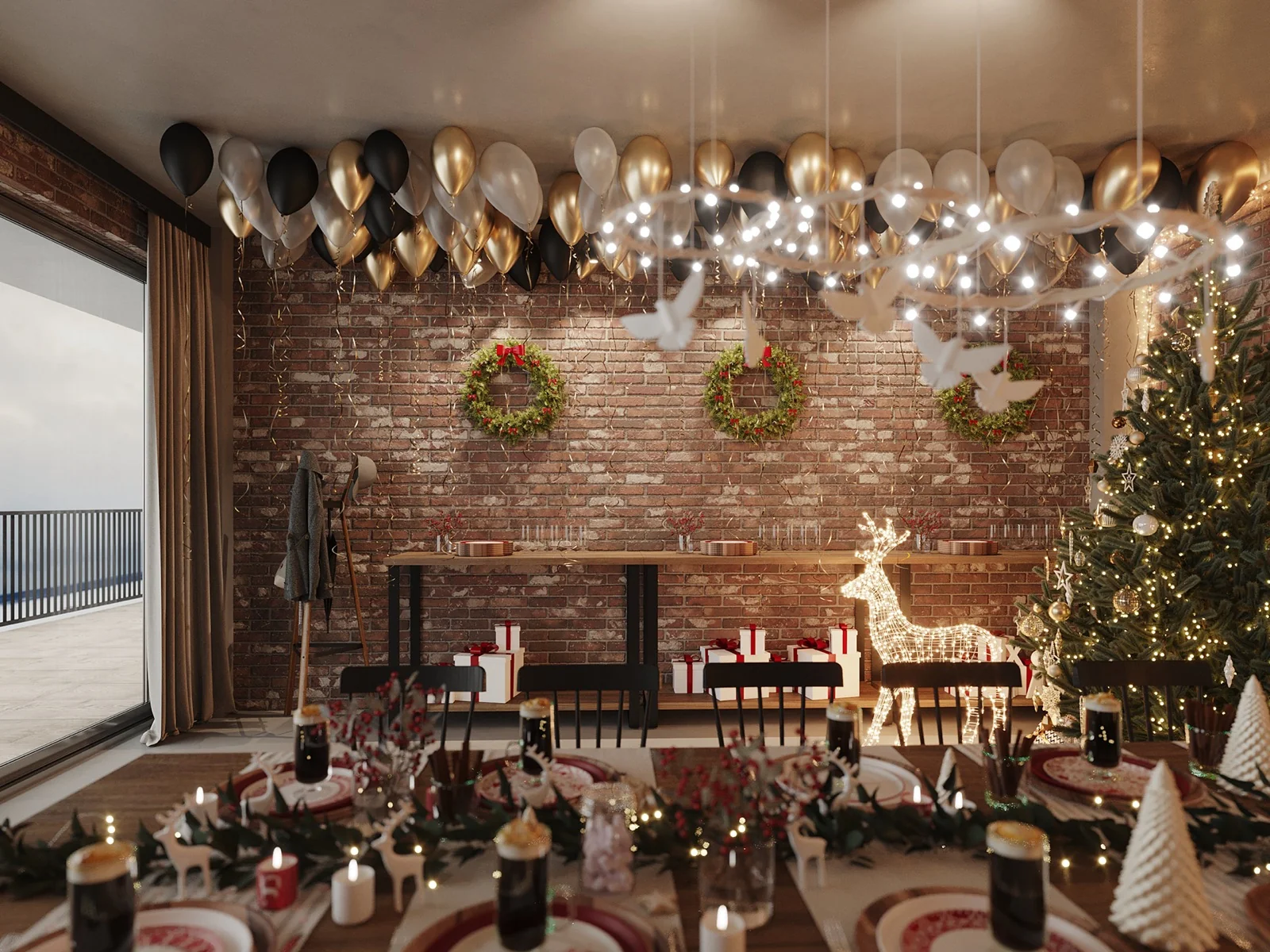 Restaurant with festive Christmas décor